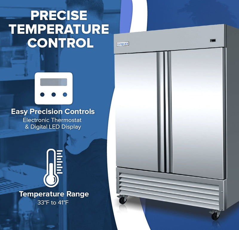 54" Commercial 2 Door Reach - In Refrigerator - CulinaryProfis