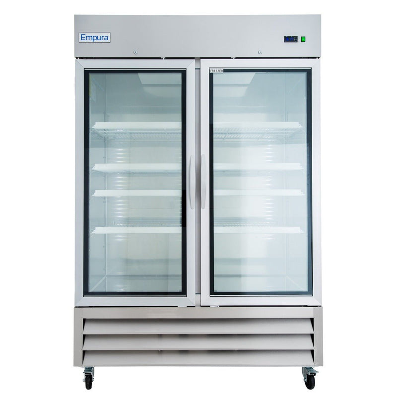 54" Commercial 2 Glass Door Reach - In Freezer - CulinaryProfis