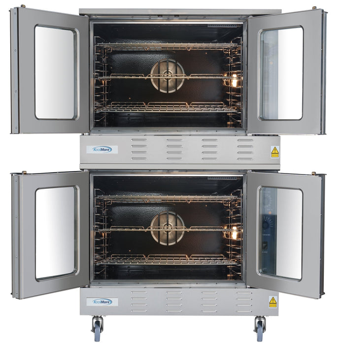 38 in. Full Size Double Commercial LP Convection Oven 108,000 BTU Total with Stacking Kit and Casters (KM-DCCO54-LPC)