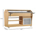 59 in. Commercial Refrigerated Buffet Table with Capacity for 4 Full - Size GN Pans, Featuring Adjustable Cover, a Serving Rail and 4 Lockable Casters in Wooden Finish (KM - RBT - 54ACS) - CulinaryProfis