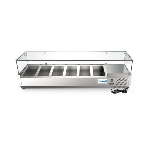 59 in. Six Pan Refrigerated Countertop Condiment Prep Station - SCDC - 6P - SG - CulinaryProfis