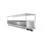 59 in. Six Pan Refrigerated Countertop Condiment Prep Station - SCDC - 6P - SG - CulinaryProfis