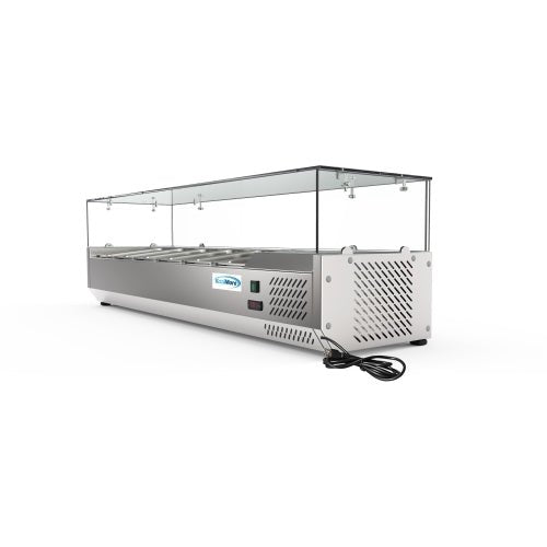 59 in. Six Pan Refrigerated Countertop Condiment Prep Station - SCDC - 6P - SG - CulinaryProfis