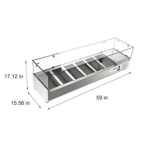 59 in. Six Pan Refrigerated Countertop Condiment Prep Station - SCDC - 6P - SG - CulinaryProfis
