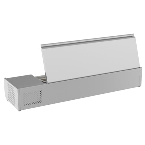 59 in. Six Pan Refrigerated Countertop Condiment Prep Station - SCDC - 6P - SSL - CulinaryProfis