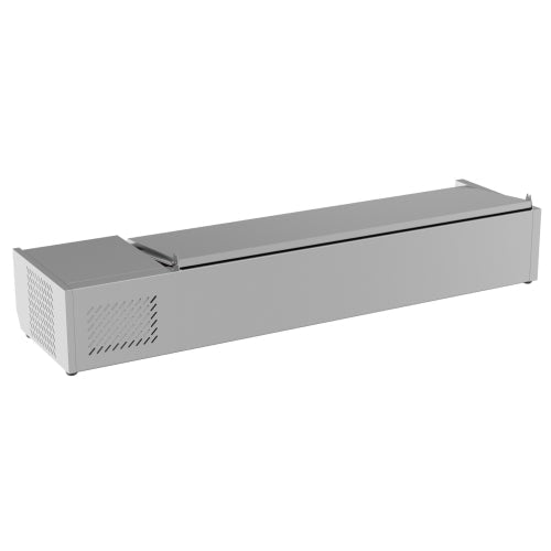 59 in. Six Pan Refrigerated Countertop Condiment Prep Station - SCDC - 6P - SSL - CulinaryProfis