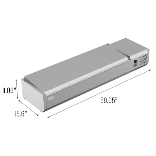 59 in. Six Pan Refrigerated Countertop Condiment Prep Station - SCDC - 6P - SSL - CulinaryProfis