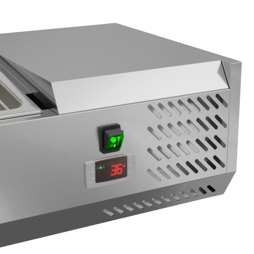 59 in. Six Pan Refrigerated Countertop Condiment Prep Station - SCDC - 6P - SSL - CulinaryProfis