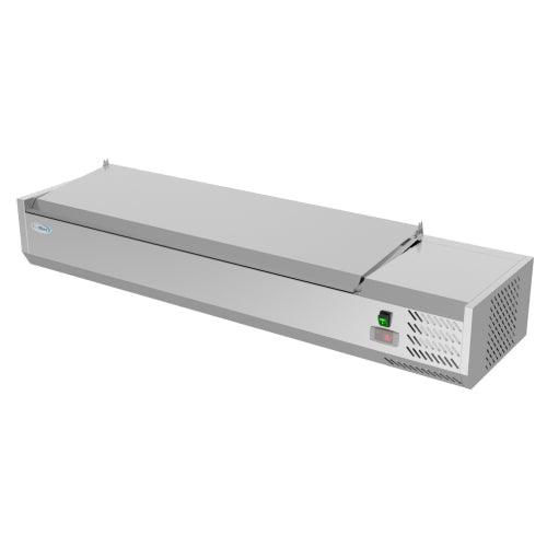 59 in. Six Pan Refrigerated Countertop Condiment Prep Station - SCDC - 6P - SSL - CulinaryProfis