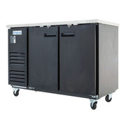 59" x 28" Swing Solid Door Powder Coated Black Stainless Steel Commercial Back Bar Refrigerator - CulinaryProfis