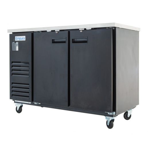 59" x 28" Swing Solid Door Powder Coated Black Stainless Steel Commercial Back Bar Refrigerator - CulinaryProfis