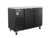 59" x 28" Swing Solid Door Powder Coated Black Stainless Steel Commercial Back Bar Refrigerator - CulinaryProfis