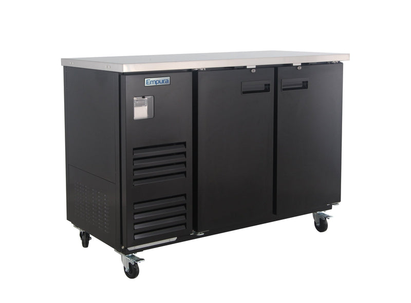 59" x 28" Swing Solid Door Powder Coated Black Stainless Steel Commercial Back Bar Refrigerator - CulinaryProfis