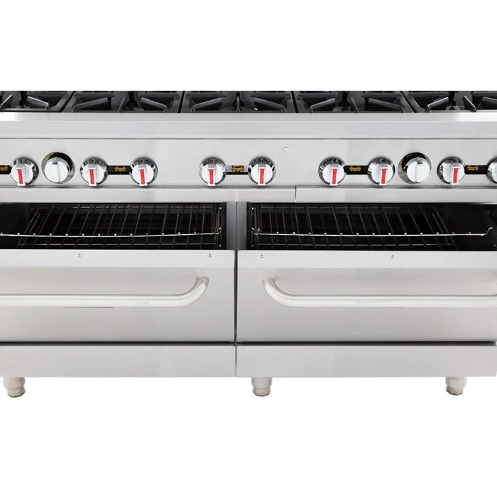 60" 10 Burner Commercial Natural Gas Range with Oven Base - 362,000 BTU - CulinaryProfis