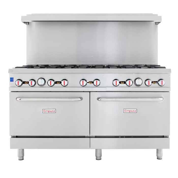 60" 10 Burner Commercial Natural Gas Range with Oven Base - 362,000 BTU - CulinaryProfis