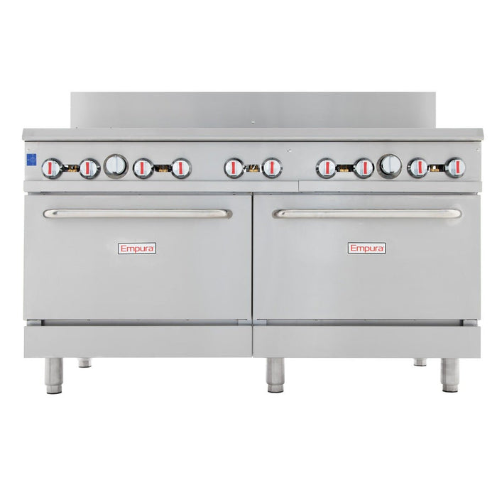 60" 10 Burner Commercial Natural Gas Range with Oven Base - 362,000 BTU - CulinaryProfis