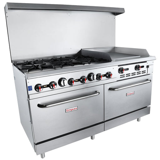 60" 6 Burner Commercial Natural Gas Range with 24" Griddle and 2 Ovens - 282,000 BTU - CulinaryProfis