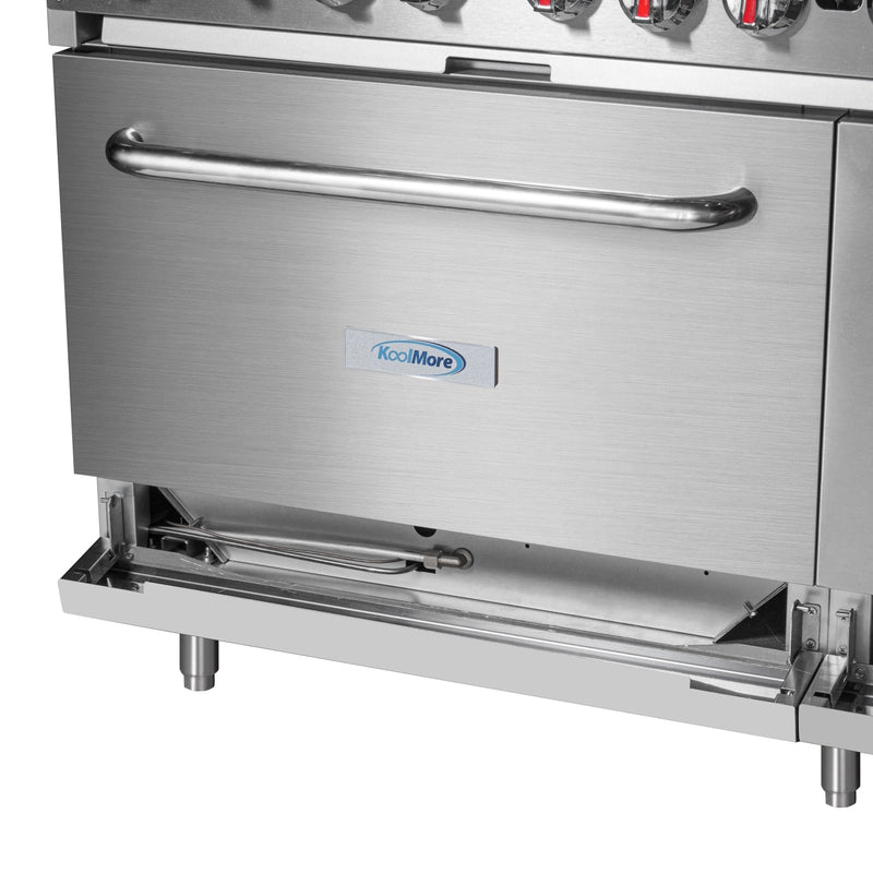 60 in. 6 Burner Commercial Natural Gas Range with 24 in. Griddle and Broiler (KM - CRGB60 - NG) - CulinaryProfis