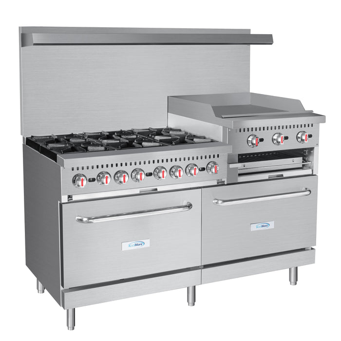 60 in. 6 Burner Commercial Natural Gas Range with 24 in. Griddle and Broiler (KM - CRGB60 - NG) - CulinaryProfis