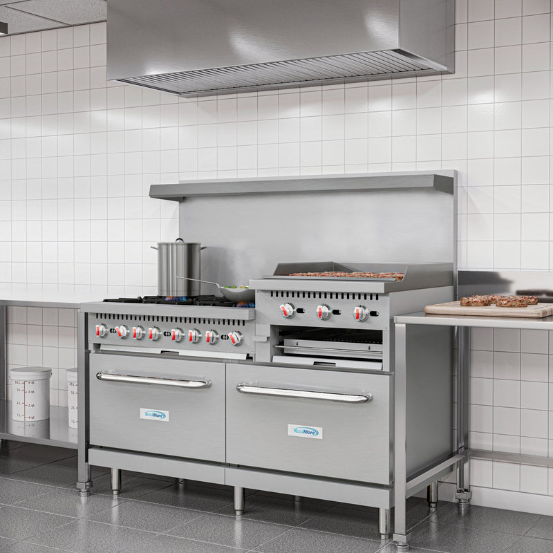 60 in. Commercial LP Range with 24 in. Griddle and Broiler in Stainless - Steel (KM - CRGB60 - LP) - CulinaryProfis