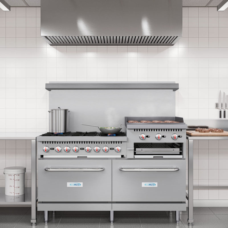 60 in. Commercial LP Range with 24 in. Griddle and Broiler in Stainless - Steel (KM - CRGB60 - LP) - CulinaryProfis