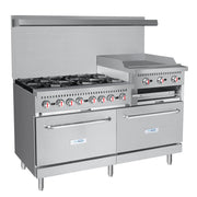 60 in. Commercial LP Range with 24 in. Griddle and Broiler in Stainless - Steel (KM - CRGB60 - LP) - CulinaryProfis