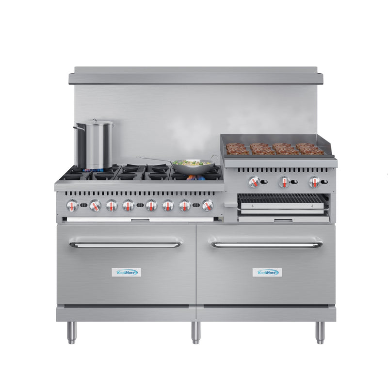 60 in. Commercial LP Range with 24 in. Griddle and Broiler in Stainless - Steel (KM - CRGB60 - LP) - CulinaryProfis