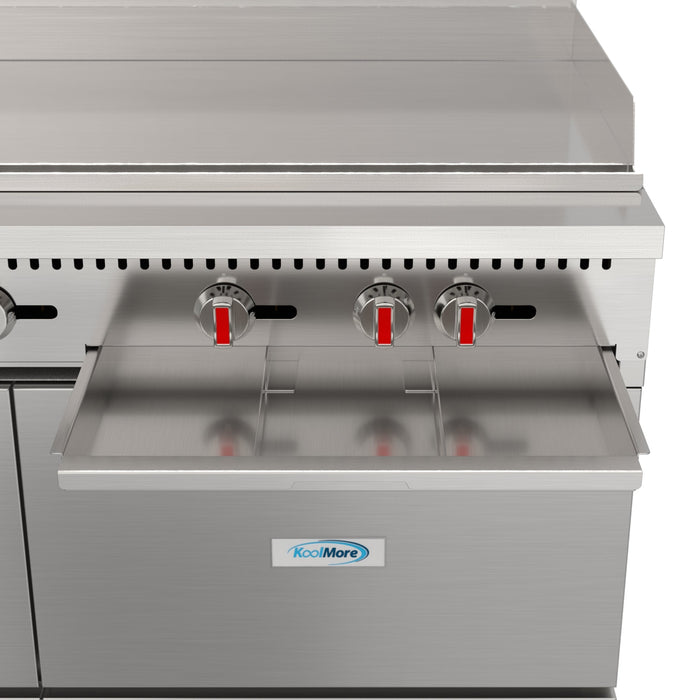 60 in. Dual Oven Commercial Range with 48 in. Griddle and 2 Burners in Stainless - Steel (KM - CRG482 - NG) - CulinaryProfis