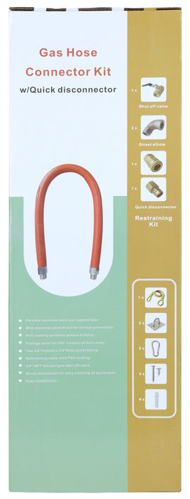 60" Mobile Gas Connector Hose Kit with Quick Disconnector - CulinaryProfis