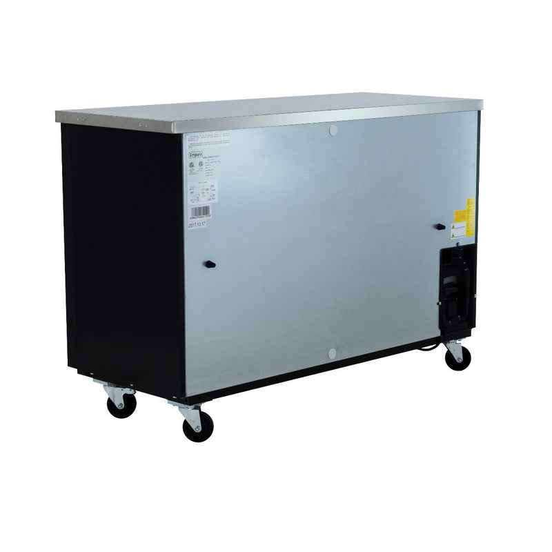 61" x 24" Sliding Glass Door Powder Coated Black Stainless Steel Commercial Back Bar Refrigerator - CulinaryProfis