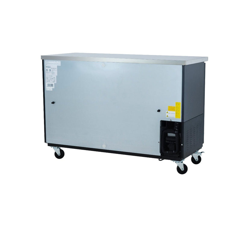 61" x 24" Sliding Glass Door Powder Coated Black Stainless Steel Commercial Back Bar Refrigerator - CulinaryProfis