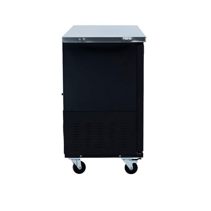 61" x 24" Sliding Glass Door Powder Coated Black Stainless Steel Commercial Back Bar Refrigerator - CulinaryProfis
