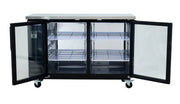 61" x 24" Swing Glass Door Powder Coated Black Stainless Steel Commercial Back Bar Refrigerator - CulinaryProfis