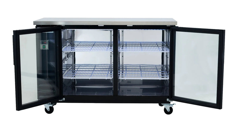 61" x 24" Swing Glass Door Powder Coated Black Stainless Steel Commercial Back Bar Refrigerator - CulinaryProfis