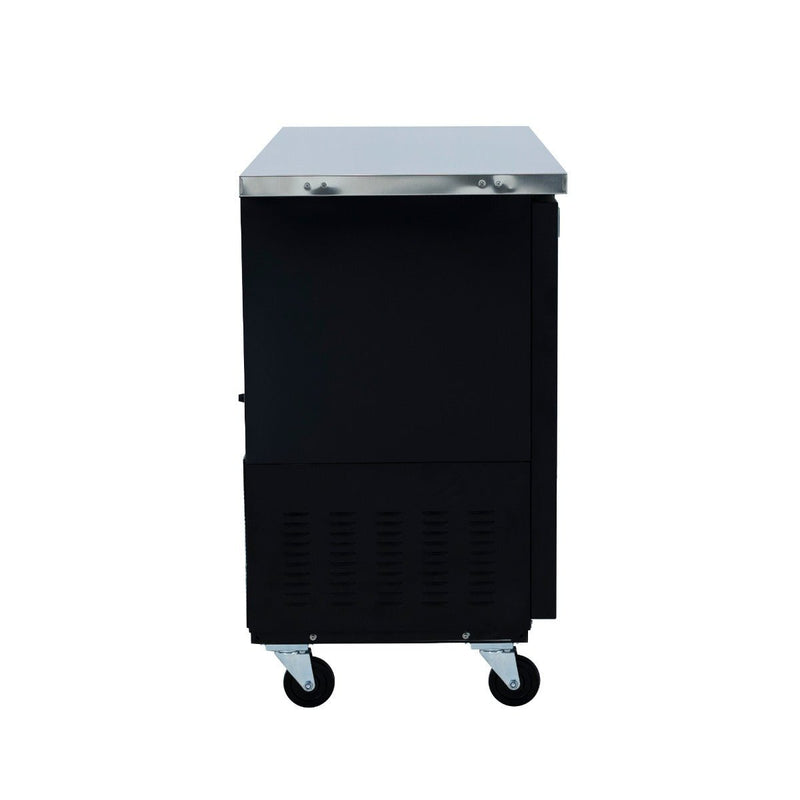 61" x 24" Swing Glass Door Powder Coated Black Stainless Steel Commercial Back Bar Refrigerator - CulinaryProfis