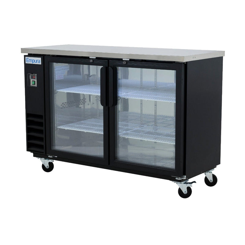 61" x 24" Swing Glass Door Powder Coated Black Stainless Steel Commercial Back Bar Refrigerator - CulinaryProfis