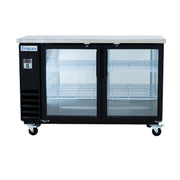 61" x 24" Swing Glass Door Powder Coated Black Stainless Steel Commercial Back Bar Refrigerator - CulinaryProfis