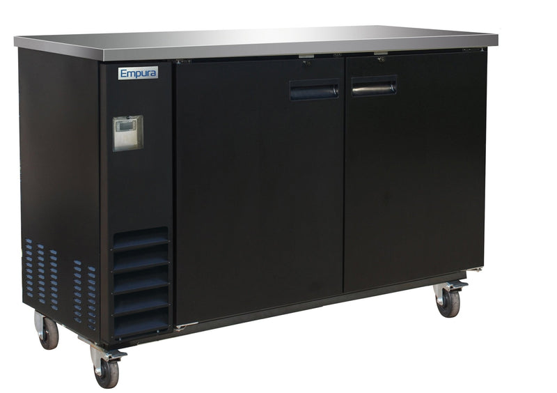 61" x 24" Swing Solid Door Powder Coated Black Stainless Steel Commercial Back Bar Refrigerator - CulinaryProfis