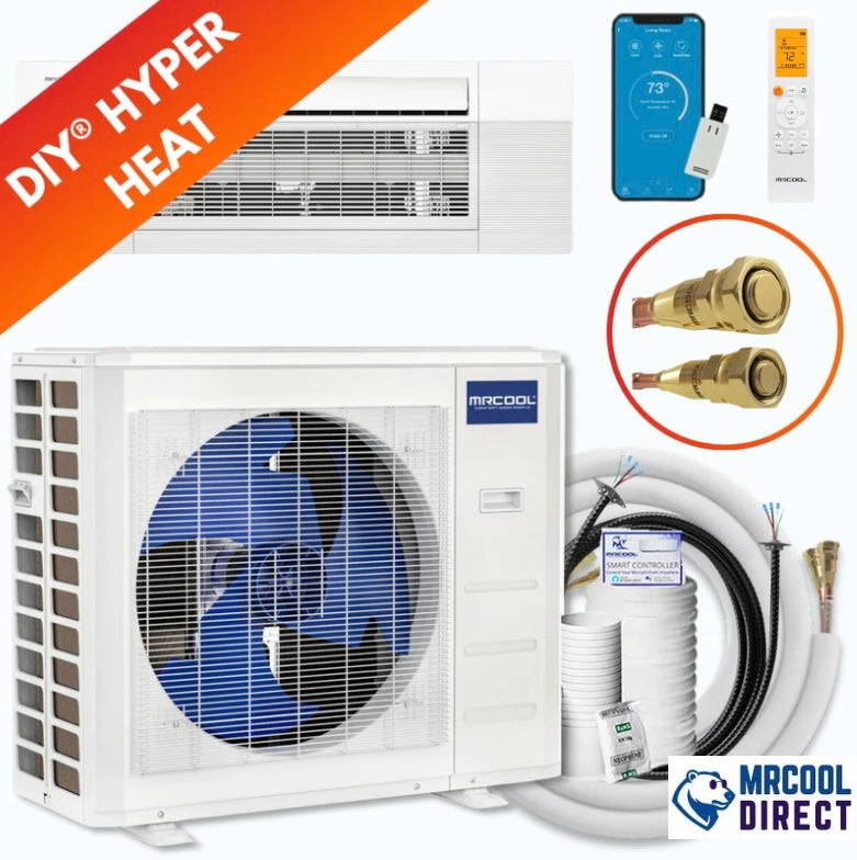 MRCOOL® DIY Hyper Heat 12K Ceiling Cassette Mini Split System Bundle — 5th Gen — Pre-Charged QuickConnect Line Set — 208/230V MRCOOL®