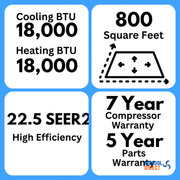 MRCOOL® DIY® 5th Gen E Star 18,000 BTU Single Zone Mini Split Complete System with 25ft. Line Set 230V — DIY-18-HP-WM-230D25-O MRCOOL®
