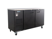 69" x 28" Swing Solid Door Powder Coated Black Stainless Steel Commercial Back Bar Refrigerator - CulinaryProfis