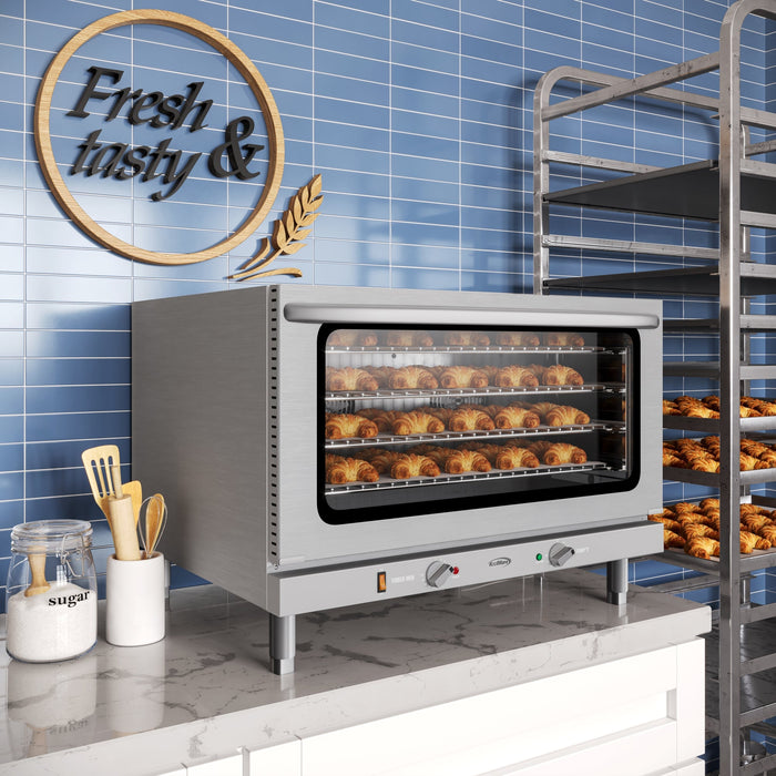 32 in. Countertop Convection Oven, Holds Full Size Pans, 4 Racks and 3500W of Power, 240V in Stainless-Steel (KM-CTCO-44)