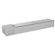 71 in. Eight Pan Refrigerated Countertop Condiment Prep Station - SCDC - 8P - SSL - CulinaryProfis