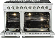FORNO Appliance Package - 48 Inch Gas Range, 60 Inch Refrigerator, Microwave Drawer, Dishwasher, AP-FFSGS6244-48-7 FORNO