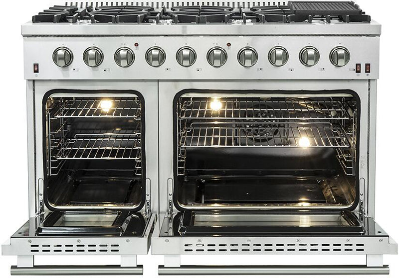 FORNO Appliance Package - 48 Inch Gas Range, 60 Inch Refrigerator, Microwave Drawer, Dishwasher, AP-FFSGS6244-48-7 FORNO