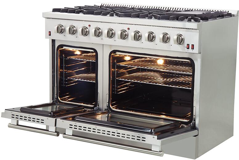 FORNO Appliance Package - 48 Inch Gas Range, 60 Inch Refrigerator, Microwave Drawer, Dishwasher, AP-FFSGS6244-48-7 FORNO