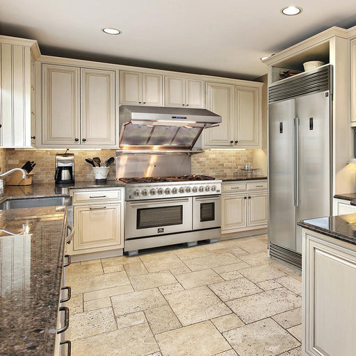 FORNO Appliance Package - 48 Inch Gas Range, 60 Inch Refrigerator, Microwave Drawer, Dishwasher, AP-FFSGS6244-48-7 FORNO