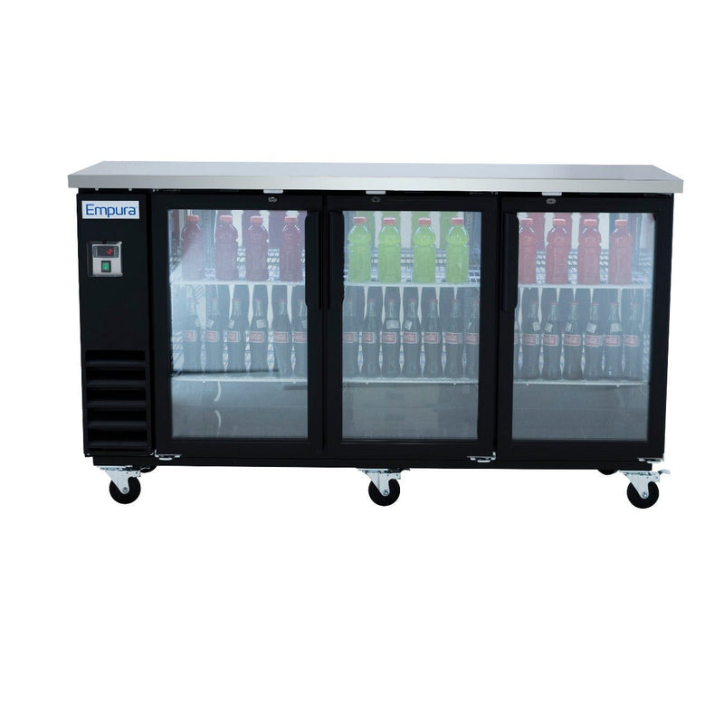 73" x 24" Swing Glass Door Powder Coated Black Stainless Steel Commercial Back Bar Refrigerator - CulinaryProfis