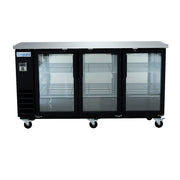 73" x 24" Swing Glass Door Powder Coated Black Stainless Steel Commercial Back Bar Refrigerator - CulinaryProfis