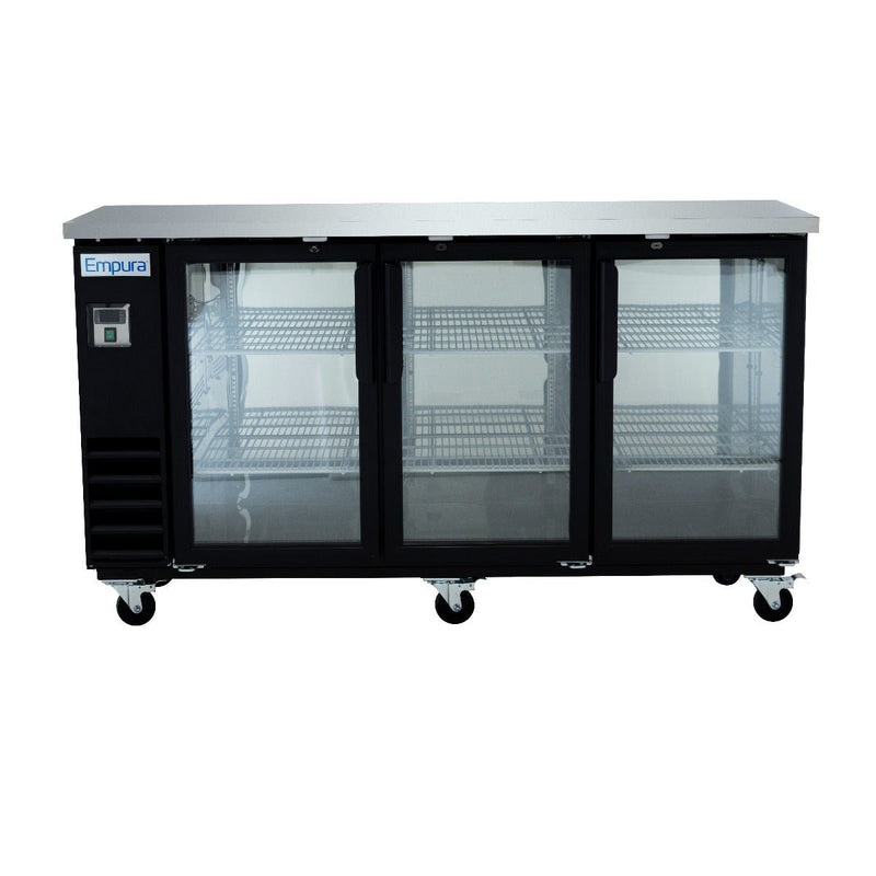 73" x 24" Swing Glass Door Powder Coated Black Stainless Steel Commercial Back Bar Refrigerator - CulinaryProfis